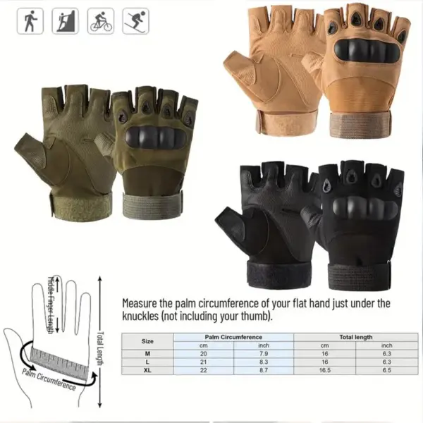 1Pair Tactical Fingerless Gloves for Men - Ideal for Outdoor Sports, Shooting, Hunting, Airsoft, and Cycling - Image 2