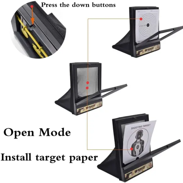 Airsoft Target with Trap Net Catcher – BB & Pellet Recycling Shooting Stand with Paper Sheets (10pcs) - Image 6