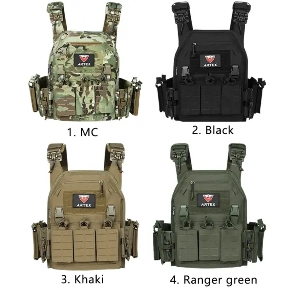 Ranger Green Tactical Plate Carrier Vest with Quick Release – Laser Cut MOLLE Security Vest - Image 6