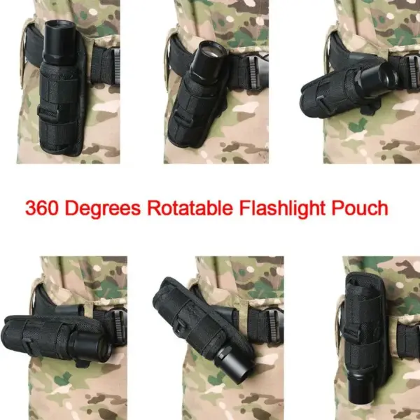 Tactical Flashlight Pouch with 360° Rotating Belt Clip – Durable Nylon Holster Case for Handheld LED Torches - Image 6