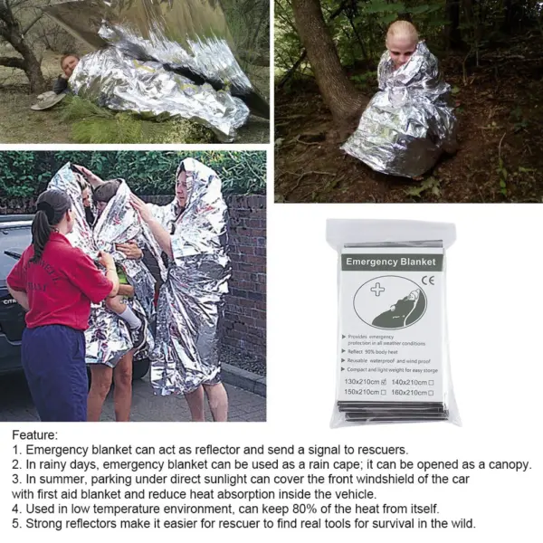 Emergency Thermal Blanket – Foil Mylar Survival Blanket for Outdoor Camping, First Aid & Rescue (1–10 PCS) - Image 5