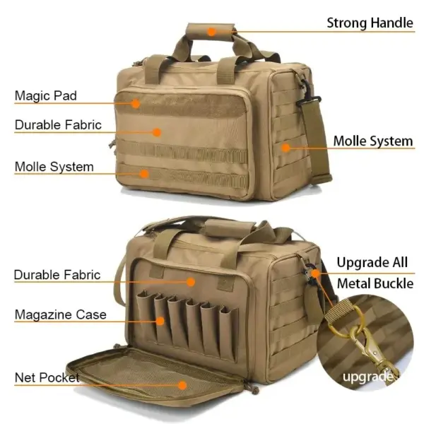 Tactical Gun Range Bag with MOLLE System – Water-Resistant 600D Nylon Shoulder Pack for Hunting & Outdoor Shooting Gear