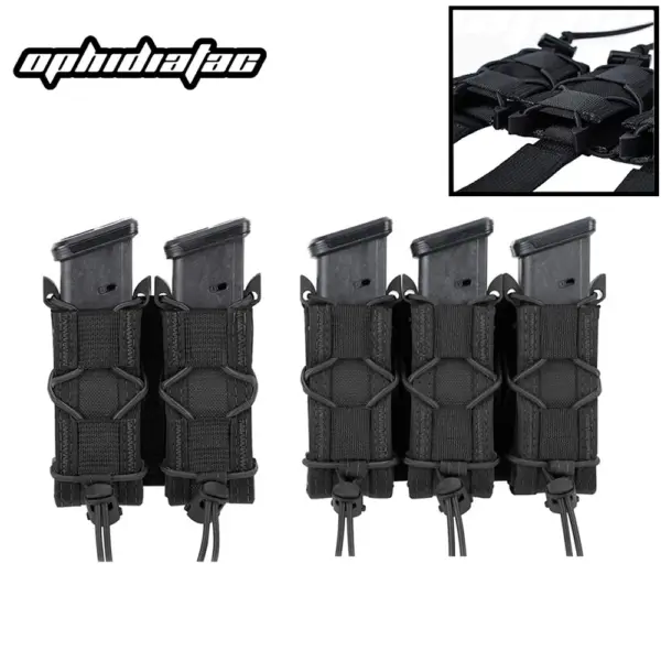 OphidianTac MOLLE Magazine Pouch – Double/Triple Stack Open-Top Pouch for 9mm, .40, .45 Magazines (Glock 17/19, S&W M&P, Sig 226/229, Springfield 1911)