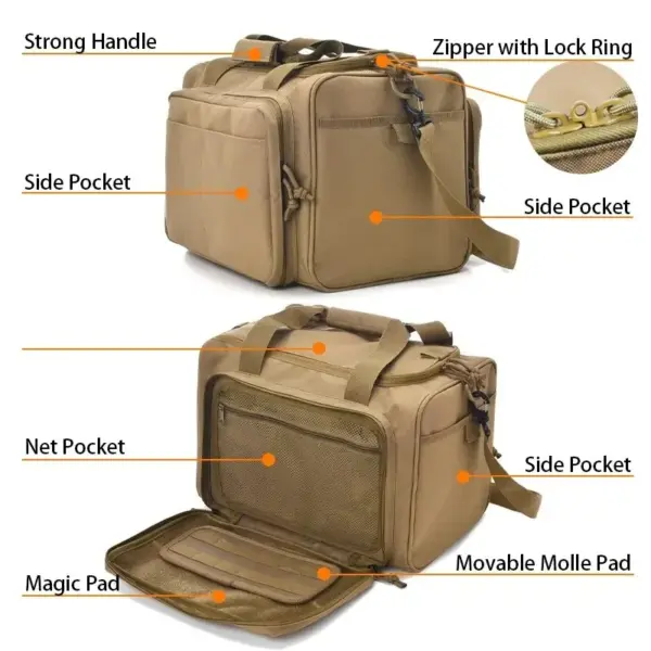 Tactical Gun Range Bag with MOLLE System – Water-Resistant 600D Nylon Shoulder Pack for Hunting & Outdoor Shooting Gear - Image 4