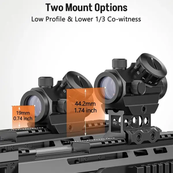 2MOA Red Dot Sight 1x25mm Reflex Scope – Waterproof, Shockproof, Fog-Proof with 1-Inch Riser Mount - Image 2