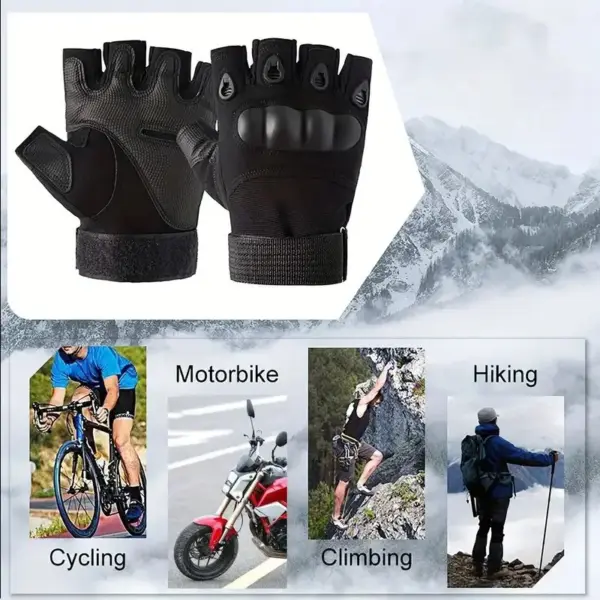 1Pair Tactical Fingerless Gloves for Men - Ideal for Outdoor Sports, Shooting, Hunting, Airsoft, and Cycling - Image 6