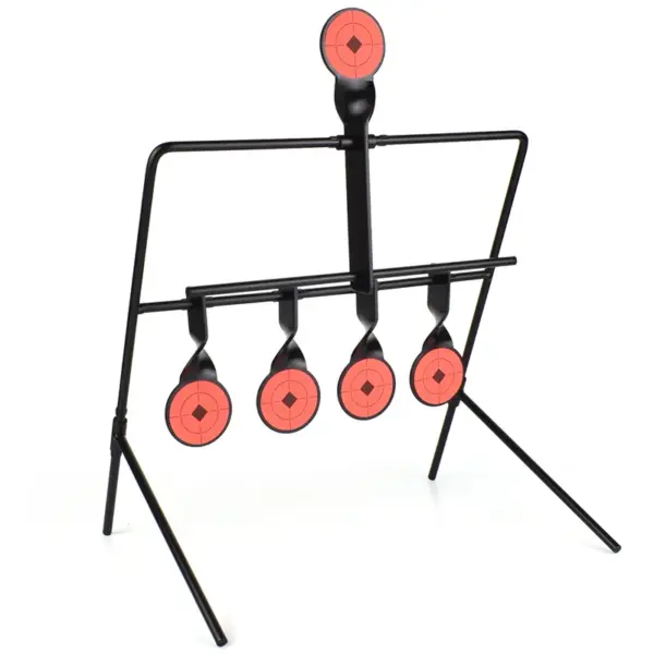 Rotating Metal Shooting Target Stand 4+1 – Self-Resetting Iron Targets for Airsoft, Air Rifles & Pistols