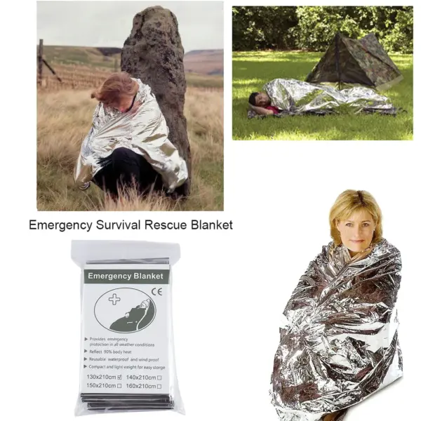 Emergency Thermal Blanket – Foil Mylar Survival Blanket for Outdoor Camping, First Aid & Rescue (1–10 PCS) - Image 4