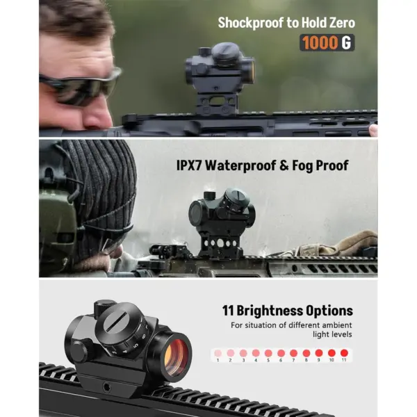 2MOA Red Dot Sight 1x25mm Reflex Scope – Waterproof, Shockproof, Fog-Proof with 1-Inch Riser Mount - Image 5