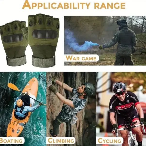 1Pair Tactical Fingerless Gloves for Men - Ideal for Outdoor Sports, Shooting, Hunting, Airsoft, and Cycling - Image 5