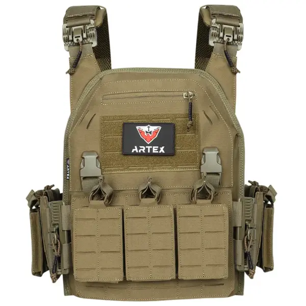 Ranger Green Tactical Plate Carrier Vest with Quick Release – Laser Cut MOLLE Security Vest - Image 7