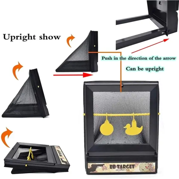 Airsoft Target with Trap Net Catcher – BB & Pellet Recycling Shooting Stand with Paper Sheets (10pcs) - Image 5
