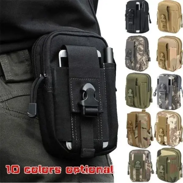 Waterproof Nylon Molle Waist Pouch – EDC Tactical Phone Case Bag for Outdoor, Hunting & Hiking