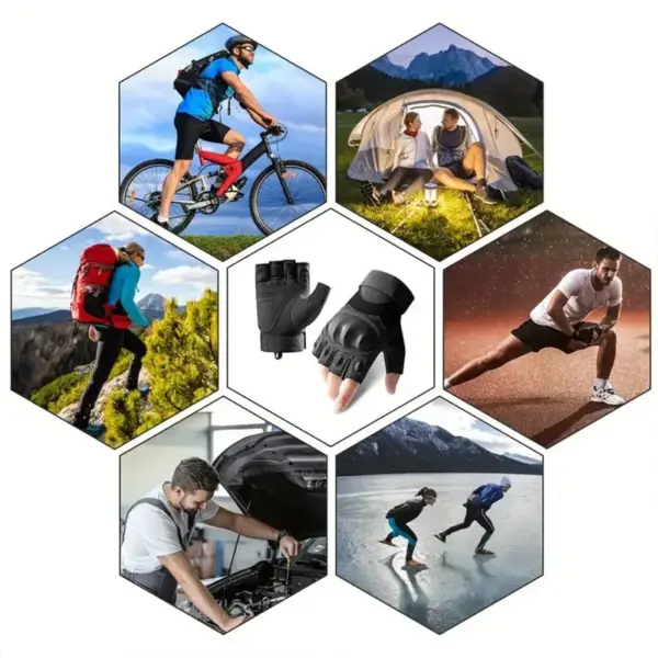 1Pair Tactical Fingerless Gloves for Men - Ideal for Outdoor Sports, Shooting, Hunting, Airsoft, and Cycling - Image 3